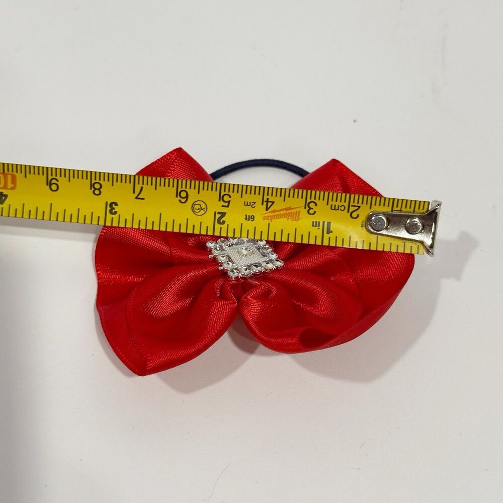 Hair Bow Set 2 Ponytail For Girls Red 2.5x3 Inch New - Picture 6 of 9